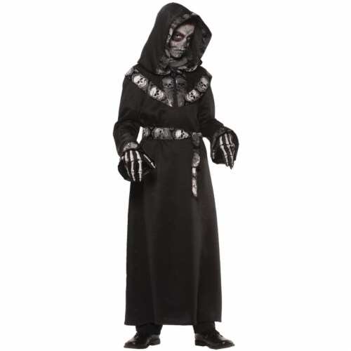 Skull Master Hooded Robe Child Costume, Medium Perspective: front