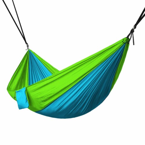 Portable 2 Person Hammock Rope Hanging Swing Camping - Light Blue