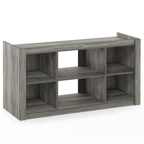 Fowler Multipurpose TV Stand Bookshelves French Oak Grey 23.16 x 43.9 x 16 in. 1 Gerbes Super Markets