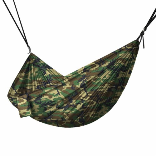 Portable 2 Person Hammock Rope Hanging Swing Camping, Camouflage Perspective: front