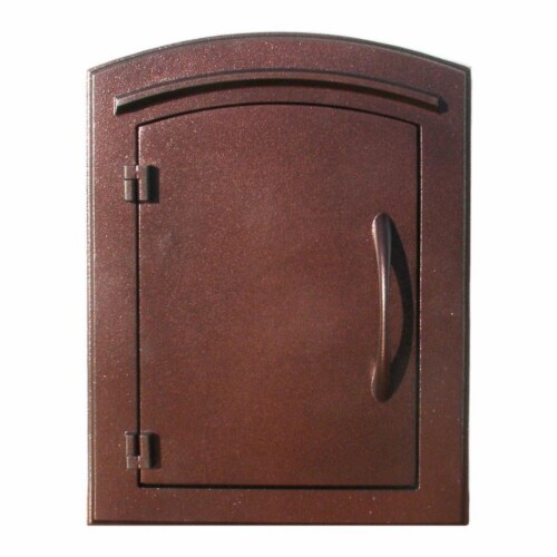 Manchester Antique Copper Column Mount Locking Drop Chute Mailbox with Plain Door Faceplate