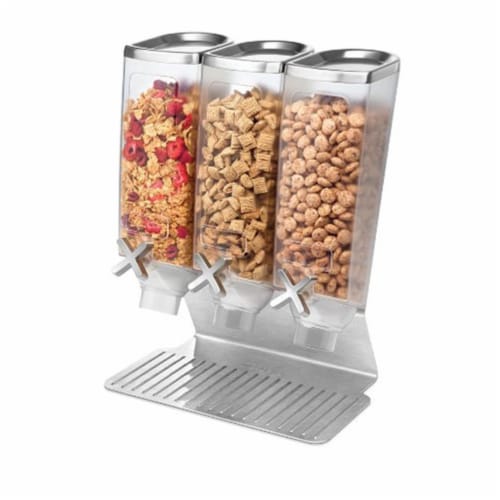 3-Container Snack Dispenser with Stainless Steel Stand Perspective: front