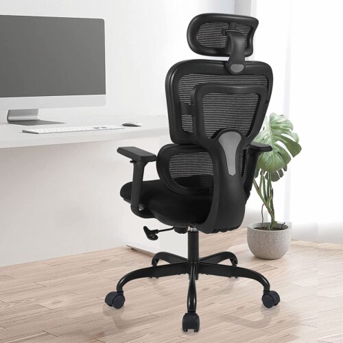 Breathable Mesh Desk Chair, Lumbar Support With Flip-Up Arms, 1