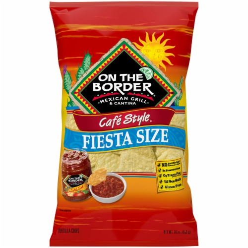 On the Border Cafe Style Fiesta Size Tortilla Chips Perspective: front
