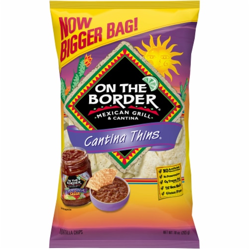 On The Border Cantina Thins Tortilla Chips Perspective: front