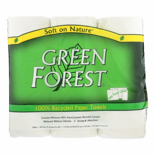 Green Forest Premium Paper Towels - White - Case of 10 - 3 Roll Perspective: front