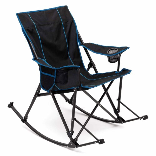 Sunnyfeel Outdoor Portable Folding Rocker Chair with Armrest Cup Holders,  Black, 1 Piece - Pay Less Super Markets