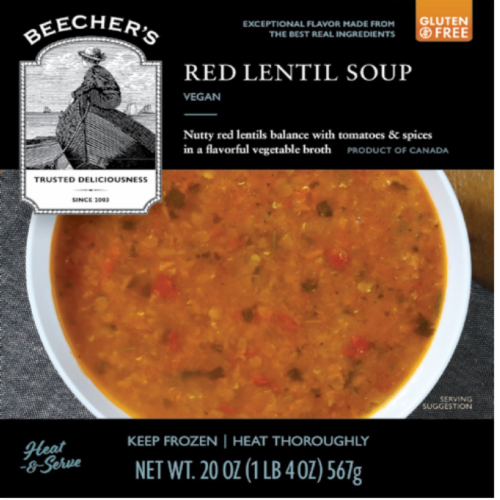 Beecher's Red Lentil Vegan Frozen Soup Perspective: front