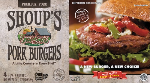 Shoup's County 1/3 lb Pork Burgers Perspective: front