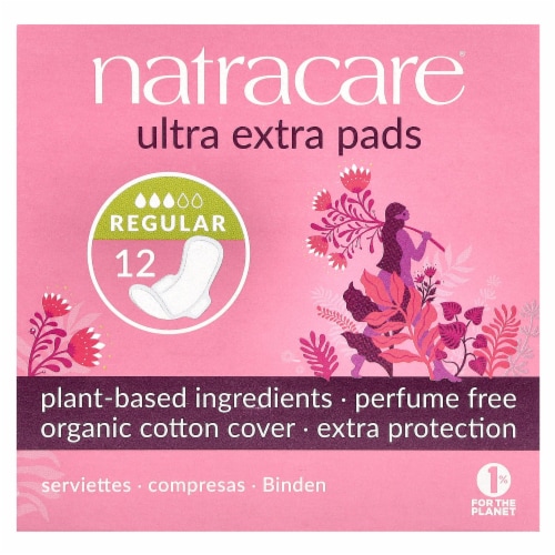 Natracare Organic Ultra Extra Normal Pads with Wings, 12 ct