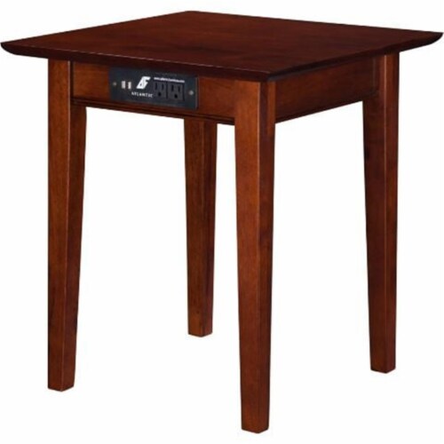 AFI Shaker Solid Wood End Table with Built In Charger in Walnut, 1