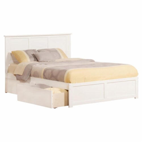 AFI Madison King Solid Wood Bed with Storage Drawers in White 1