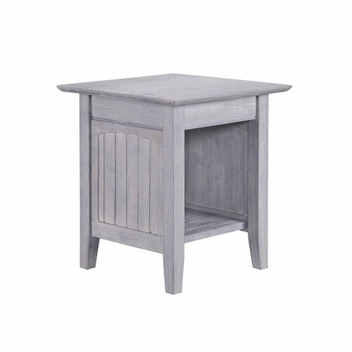 AFI Nantucket Solid Wood Traditional End Table with Shelf in Driftwood Perspective: front