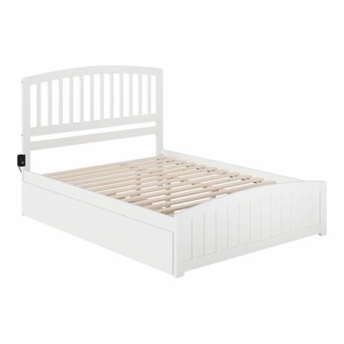 White queen bed with cheap trundle