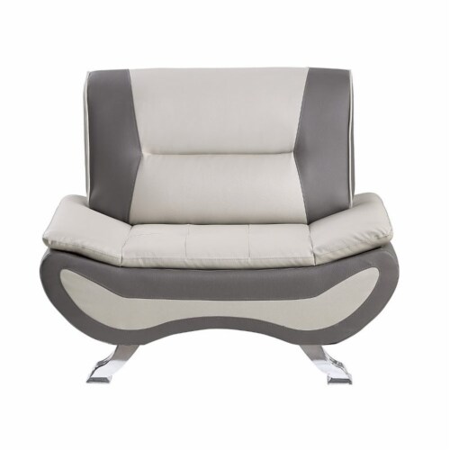 Lexicon Veloce Faux Leather Accent Chair in Beige and Gray 1 Kroger