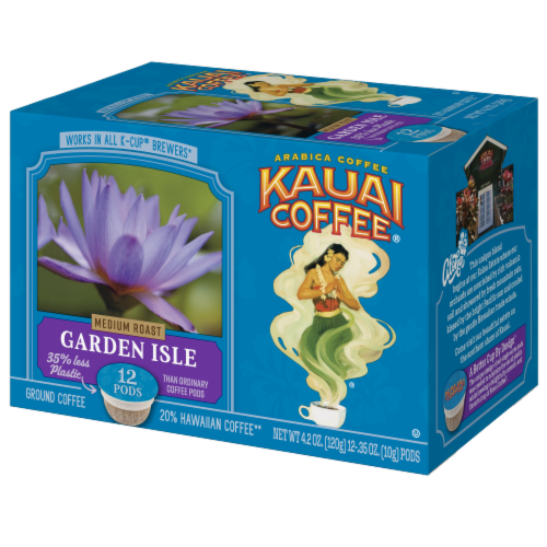 Kauai Coffee Garden Isle Medium Roast Ground Coffee Single-Serve Pods Perspective: front