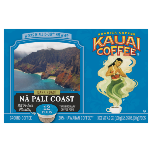 Kauai Coffee® Na Pali Coast Dark Roast Coffee Pods Perspective: front