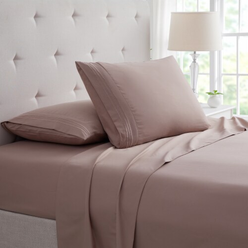 Bamboo Rayon 4 Piece Sheet Set Luxury Soft Deep Pocket King Queen Twin Full 3 Line Taupe K king Mariano s
