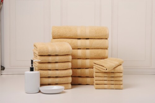 Bibb Home 18 Piece Egyptian Cotton Towel Set 100 Soft Absorbent White 600Gsm Solid Linen 1 unit QFC