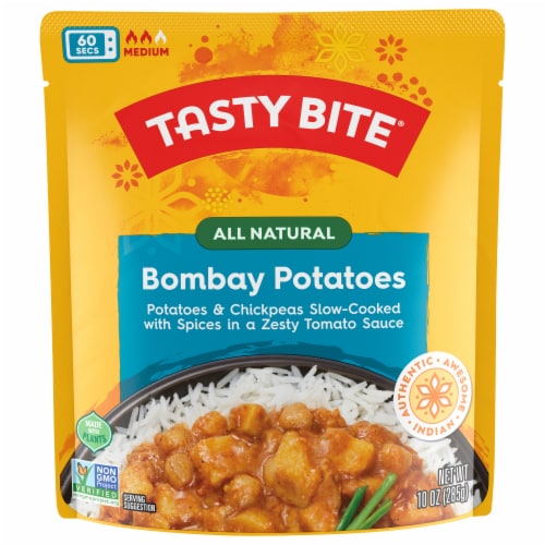Tasty Bite Bombay Potatoes 10oz Spiced potato curry Perspective: front