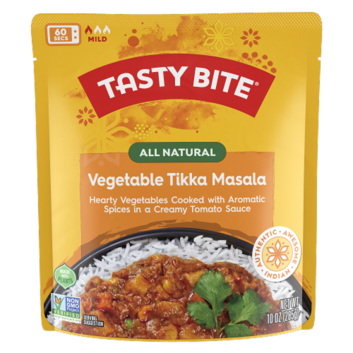 Tasty Bite Vegetable Tikka Masala 10oz Creamy vegetable curry Perspective: front