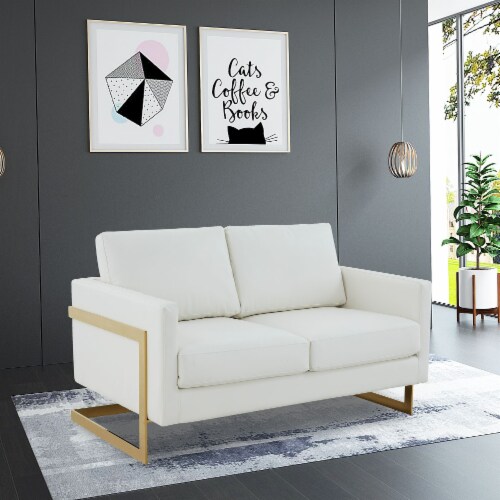 LeisureMod Lincoln Modern Mid Century Upholstered Leather Loveseat
