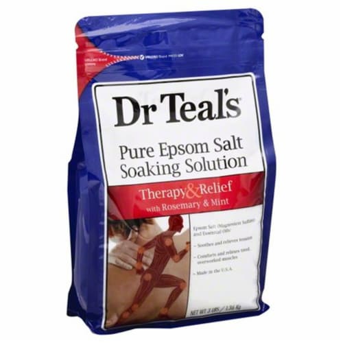 Dr. Teal's Epsom Salt Soaking Solution, Rosemary and Mint, 48 Ounce (Pack of 18) Perspective: front