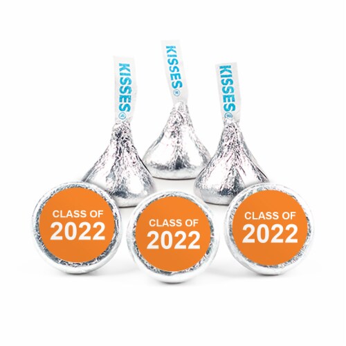 Orange Graduation Stickers Class of 2023 for Hersheys Kisses (324 Stickers) Party Favors Perspective: front