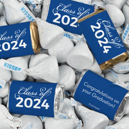 116 Pcs Blue Graduation Candy Party Favors Hershey's Miniatures and Kisses (Approx. 116 Pcs) Perspective: front