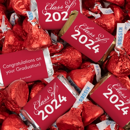 524 Pcs Red Graduation Candy Party Favors Hershey's Miniatures Kisses (6.6 lbs) Perspective: front