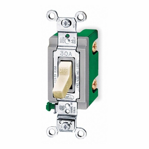 Hubbell Wall Swtch,1-Pol,120/277V,30A,Ivry,Toggl  HBL3031I Perspective: front