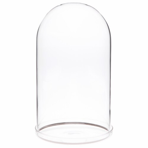 Plymor 5.5 x 10 Glass Display Dome Cloche with Silver Rim (Clear Glass Base), Pack of 4 Perspective: front