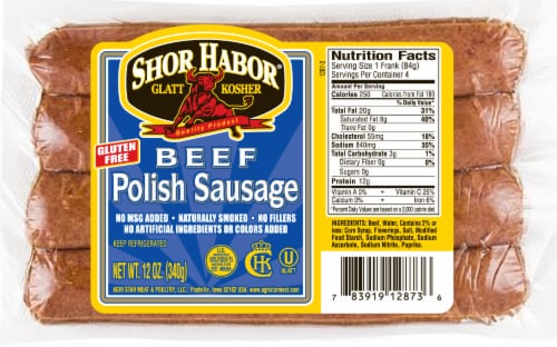 Shor Habor® Gluten Free Polish Beef Sausage Perspective: front