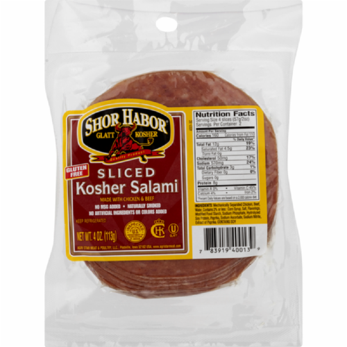 Shor Harbor Sliced Kosher Salami Perspective: front