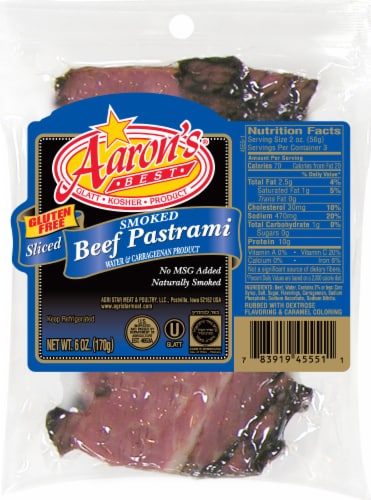 Aaron's Best Gluten Free Beef Pastrami Perspective: front