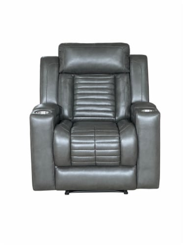 Emerald Home Furnishings Charcoal Manual Recliner Perspective: front