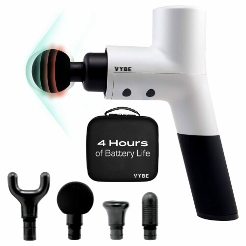 Vybe Premium Deep Tissue Muscle Massage Gun with 5 Speeds and 4 Attachments Perspective: front