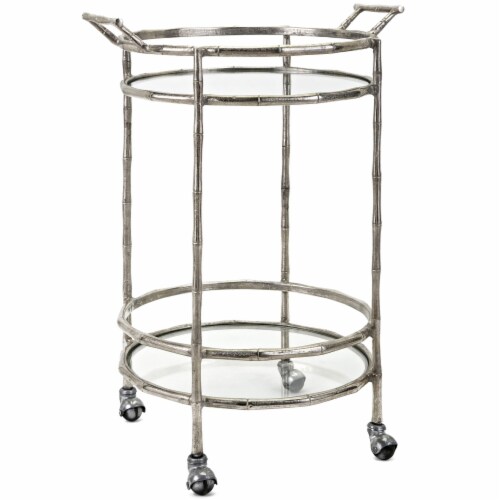 IMAX 14653 Haylan Bar Cart, Silver Perspective: front