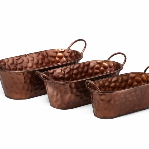 IMAX Z17171-3 Cooper Copper Planters - Set of 3 Perspective: front