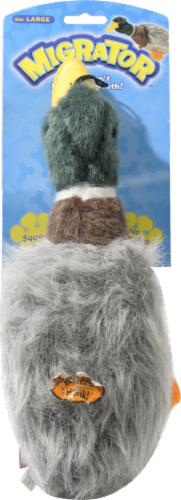 Multipet Migrator Large 15'' Plush Mallard Duck Dog Toy Perspective: front