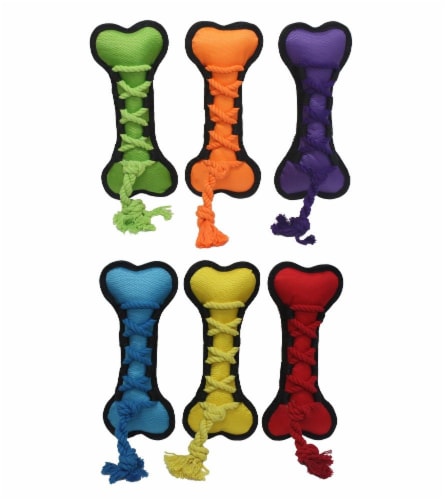 Multipet Cross Rope Bone Assorted Dog Toy Perspective: front