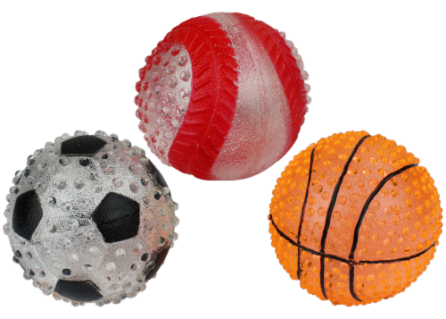 Multipet Assorted Light Up Sports Ball Dog Toy Perspective: front