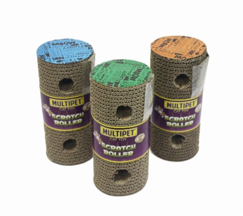 Multipet Scratch 'n Play Cardboard Roller - Assorted Perspective: front