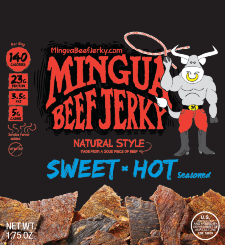Mongua Sweet & Hot Beef Jerky Perspective: front