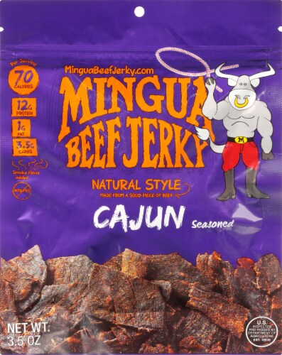 Mingua Cajun Style Beef Jerky Perspective: front