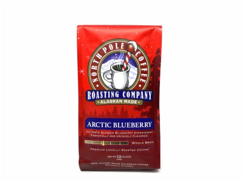 North Pole Coffee Arctic Blueberry Whole Bean Coffee Perspective: front