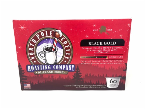 North Pole Coffee Black Gold Dark Roast Coffee Pods Perspective: front