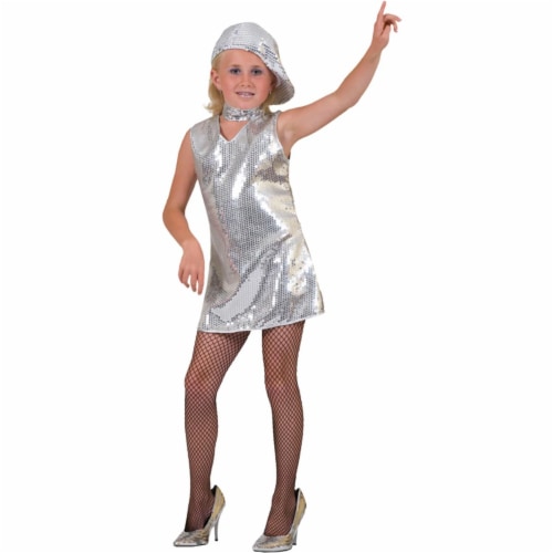 Costumes For All Occasions FF782769LG Large Disco Dress Child - Silver Perspective: front