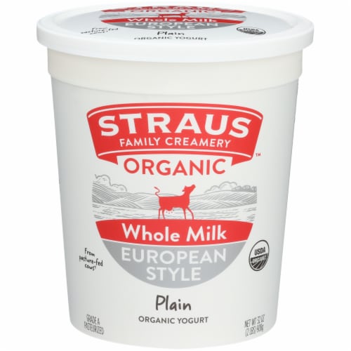 Straus Family Creamery™ Organic Whole Milk European Style Plain Yogurt Perspective: front