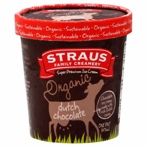 Straus Family Organic Dutch Chocolate Ice Cream Perspective: front